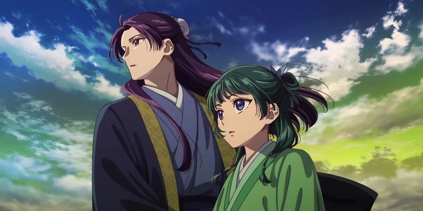 Maomao and Jinshi looking into the distance