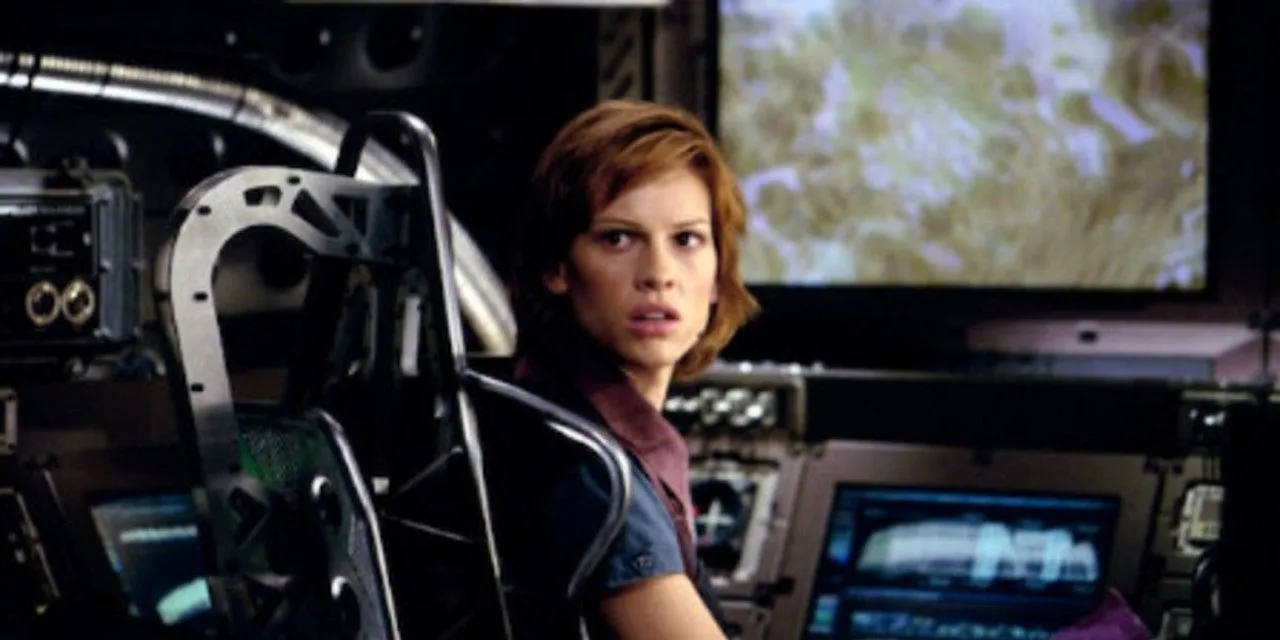 Hilary Swank in The Core at a control panel Hilary Swank in The Core at a control panel