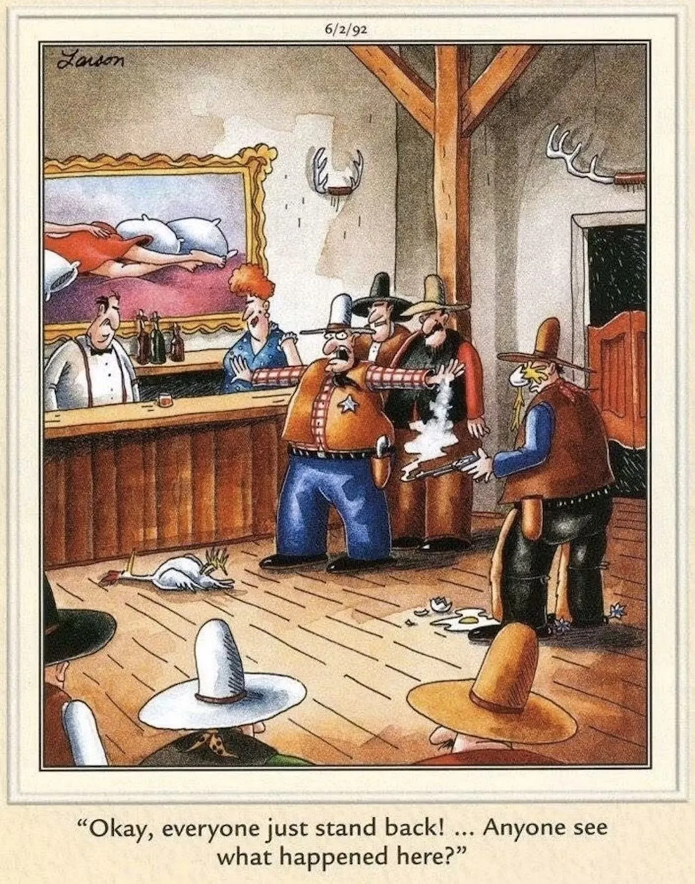 Far Side, chicken and egg fight
