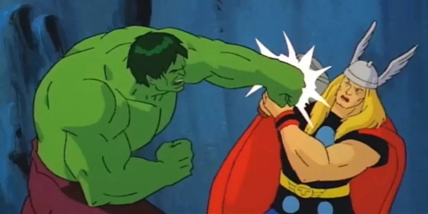Hulk punching Thor Hulk punching Thor