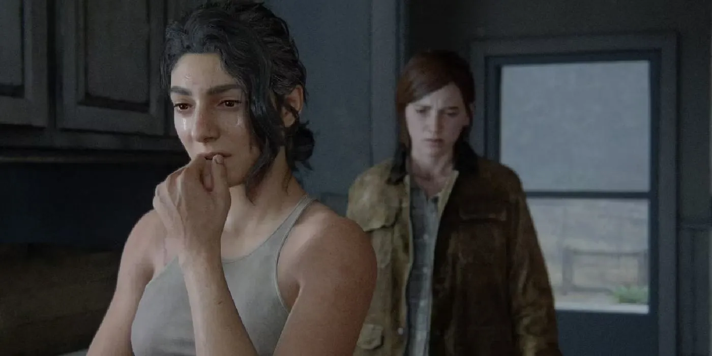 Ellie and Dina in The Last of Us Part 2 Video Game Ellie and Dina in The Last of Us Part 2 Video Game