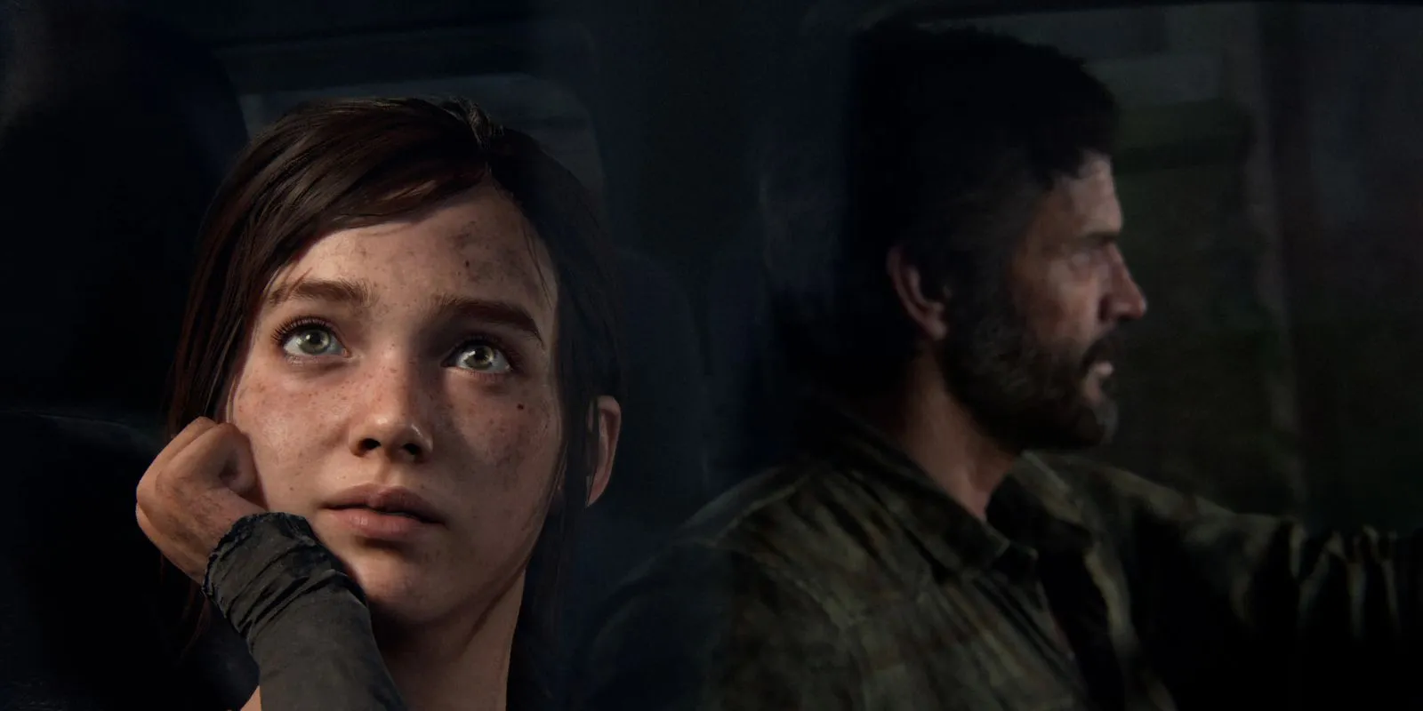 Ellie looking out the car window in The Last Of Us Part 1. Ellie looking out the car window in The Last Of Us Part 1.