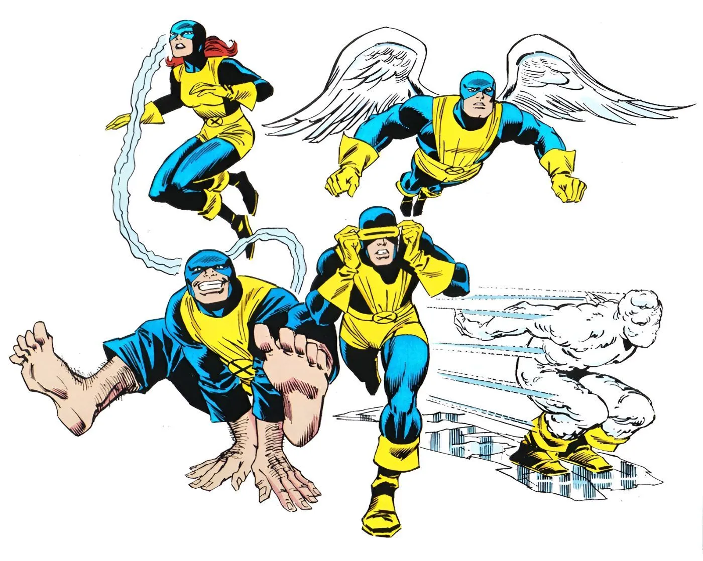 The Original Team of X-Men In Front of A White Background