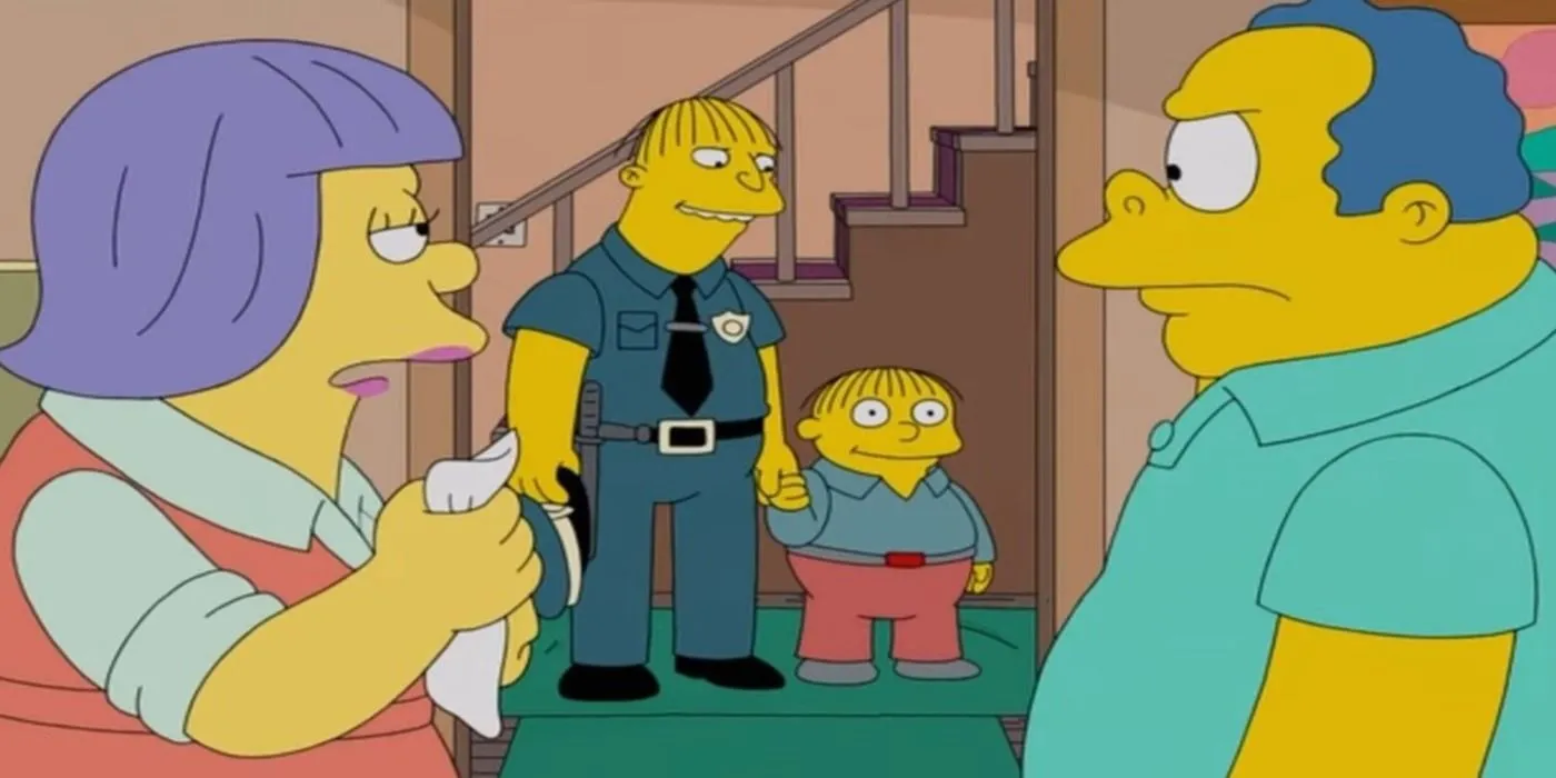 Officer Eddie admitting he is Ralph's father in The Simpsons