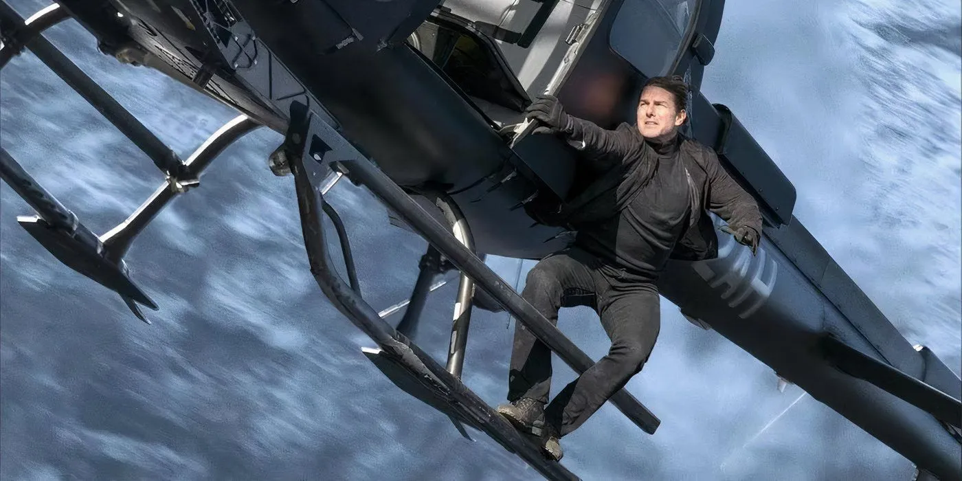 Tom Cruise in a helicopter stunt