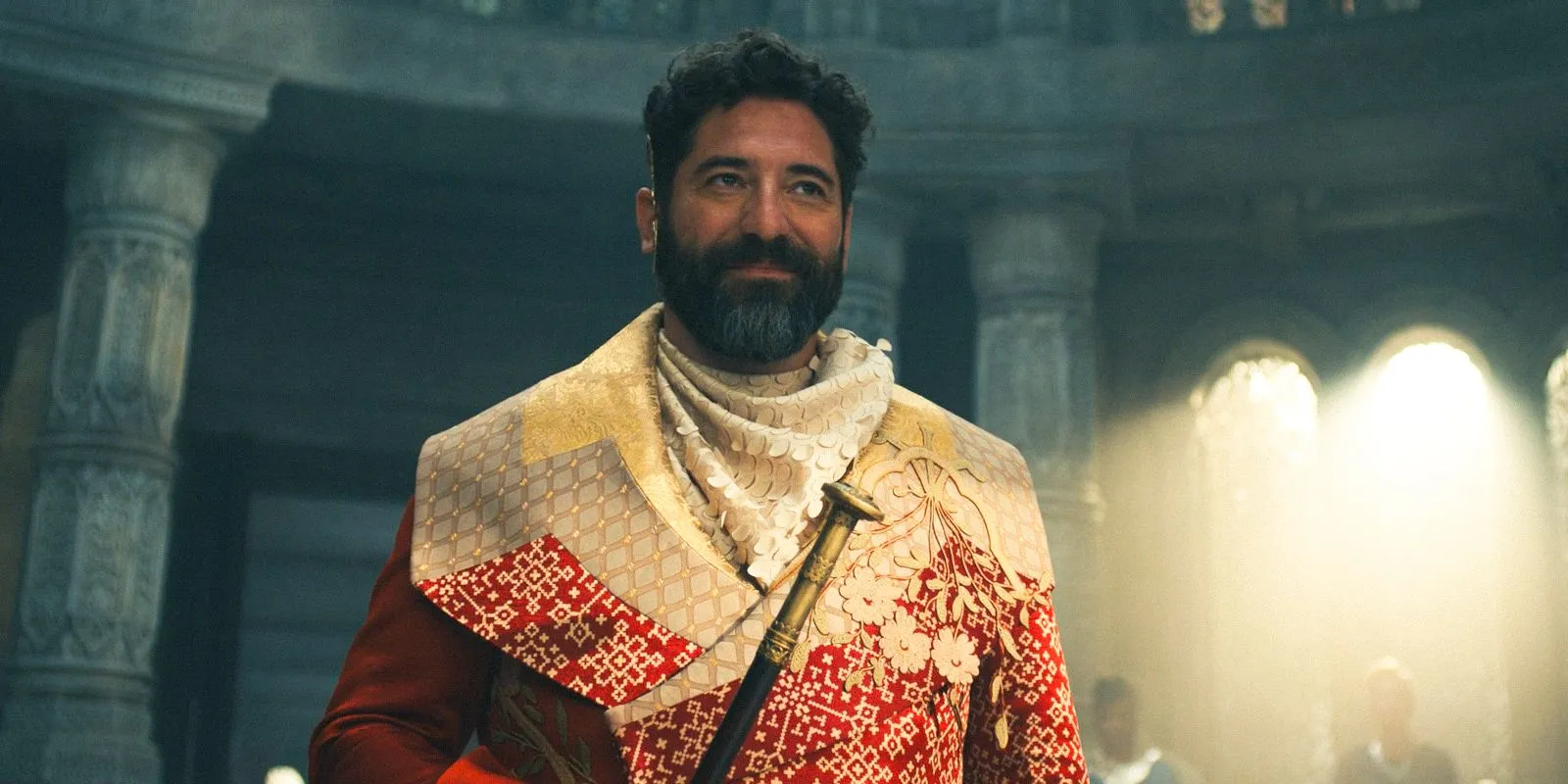Lord Gaebril smiling at Siuan in The Wheel of Time Season 3 Lord Gaebril smiling at Siuan in The Wheel of Time Season 3