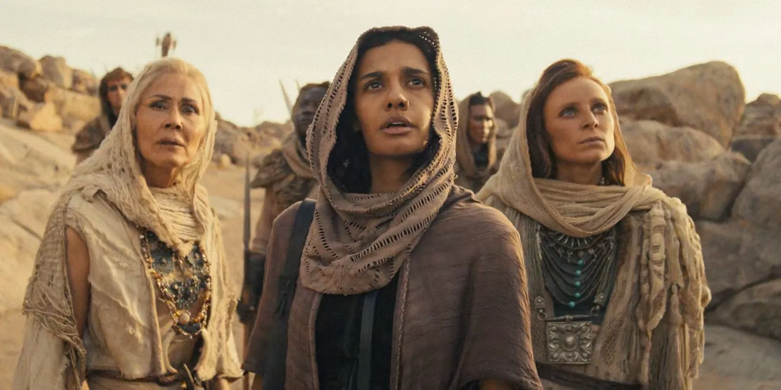 Egwene, Bair, and Melaine in confusion in The Wheel of Time Season 3 Episode 5 Egwene, Bair, and Melaine in confusion in The Wheel of Time Season 3 Episode 5