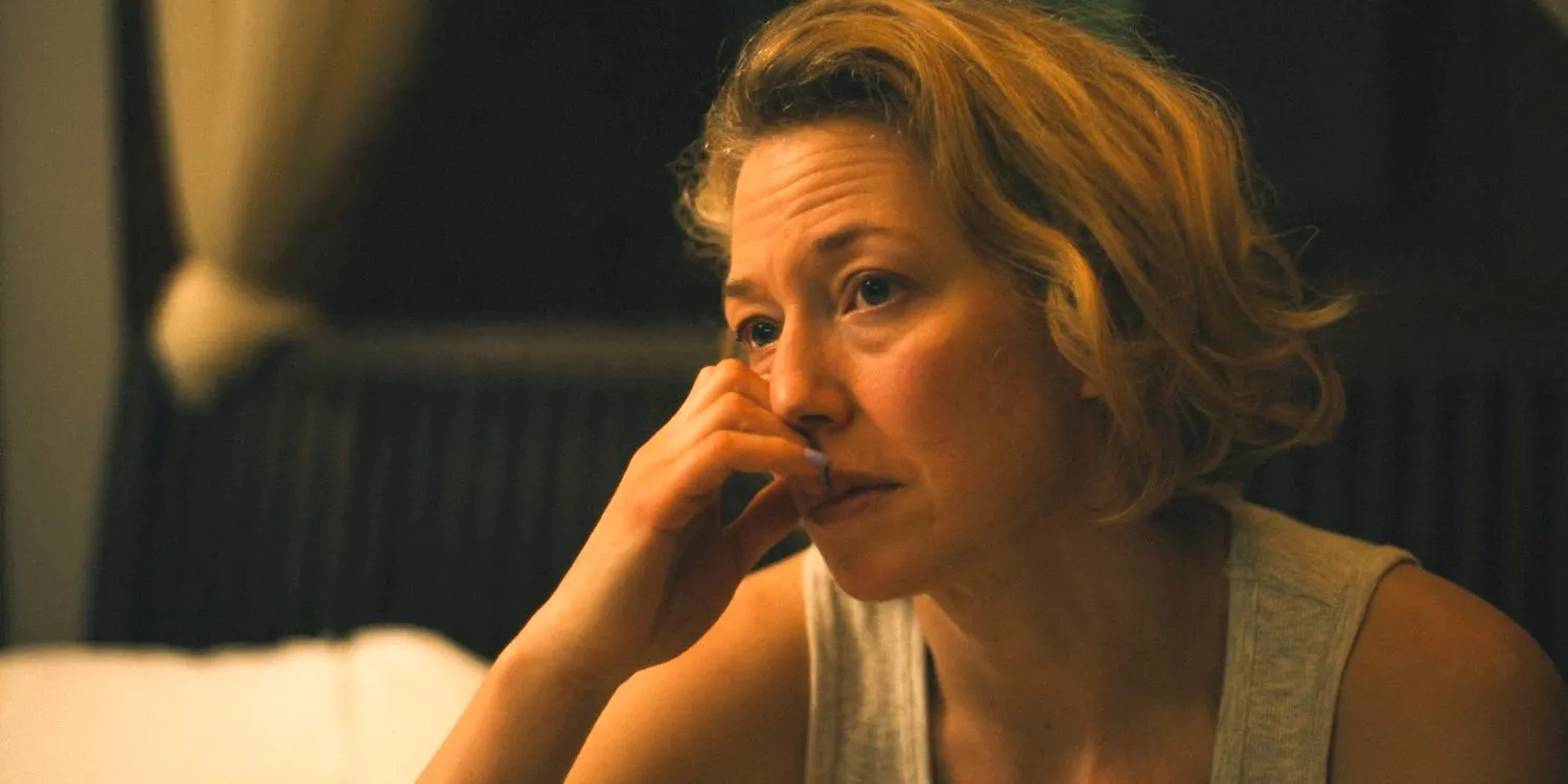 Laurie (Carrie Coon) looking distressed in The White Lotus Season 3 Ep 8 Laurie (Carrie Coon) looking distressed in The White Lotus Season 3 Ep 8