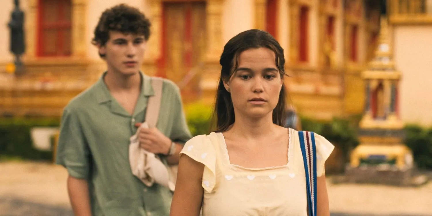 Lochlan (Sam Nivola) decides to stay with Piper (Sarah Catherine Hook) at the monastery in The White Lotus Season 3 Episode 6 Lochlan (Sam Nivola) decides to stay with Piper (Sarah Catherine Hook) at the monastery in The White Lotus Season 3 Episode 6