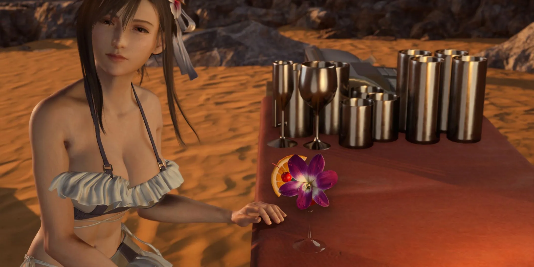 Tifa at the beach in FF7 Rebirth Tifa at the beach in FF7 Rebirth