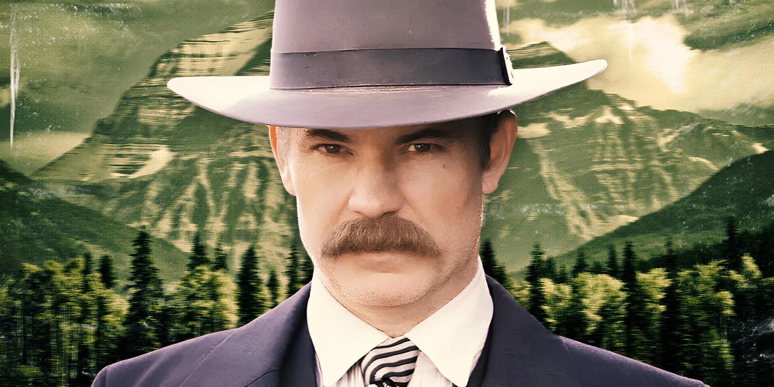 Timothy Olyphant as Seth Bullock in Deadwood, with mountains in the background Timothy Olyphant as Seth Bullock in Deadwood, with mountains in the background