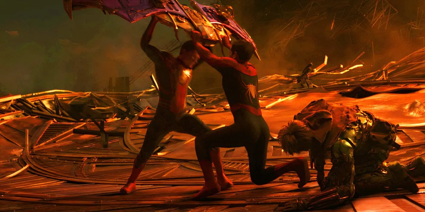 Tobey Maguire stopping Tom Holland Tobey Maguire stopping Tom Holland