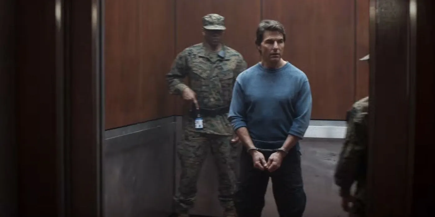 Tom Cruise in handcuffs in Mission Impossible The Final Reckoning