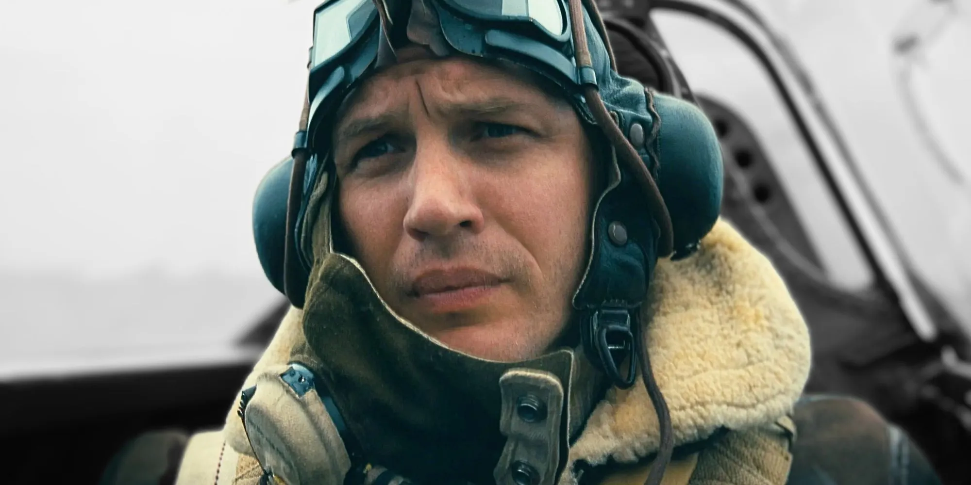 Tom Hardy as Farrier inside an airplane in Dunkirk Tom Hardy as Farrier inside an airplane in Dunkirk