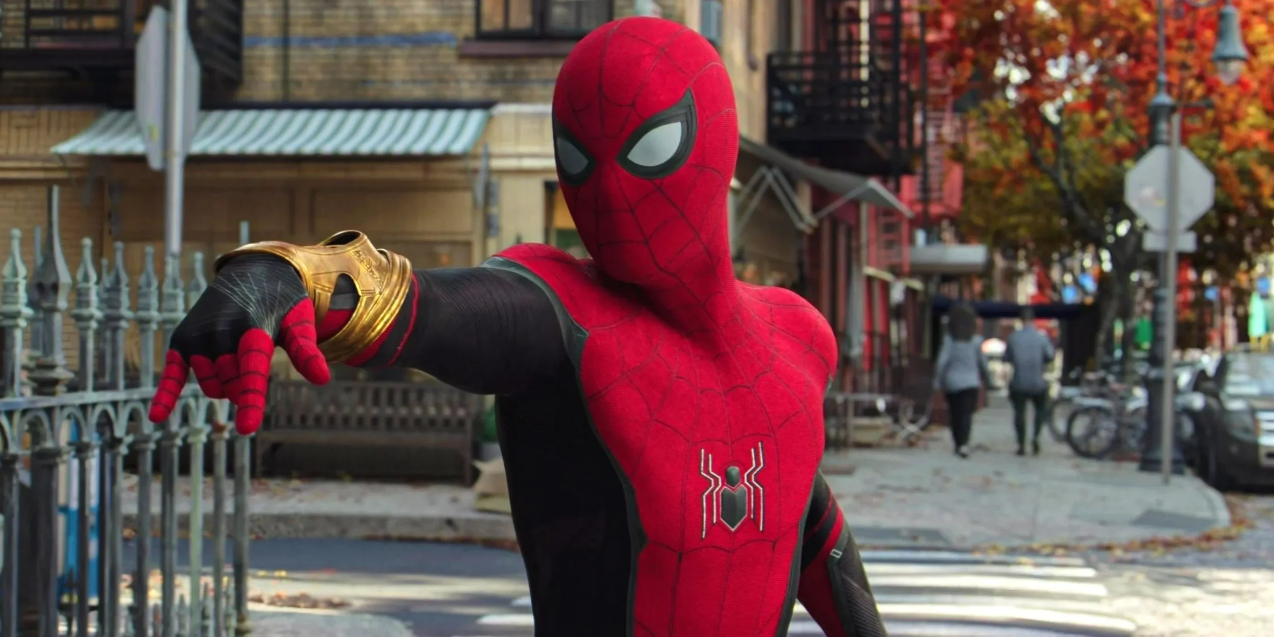 Spider-Man using magic web shooters Spider-Man using magic web shooters