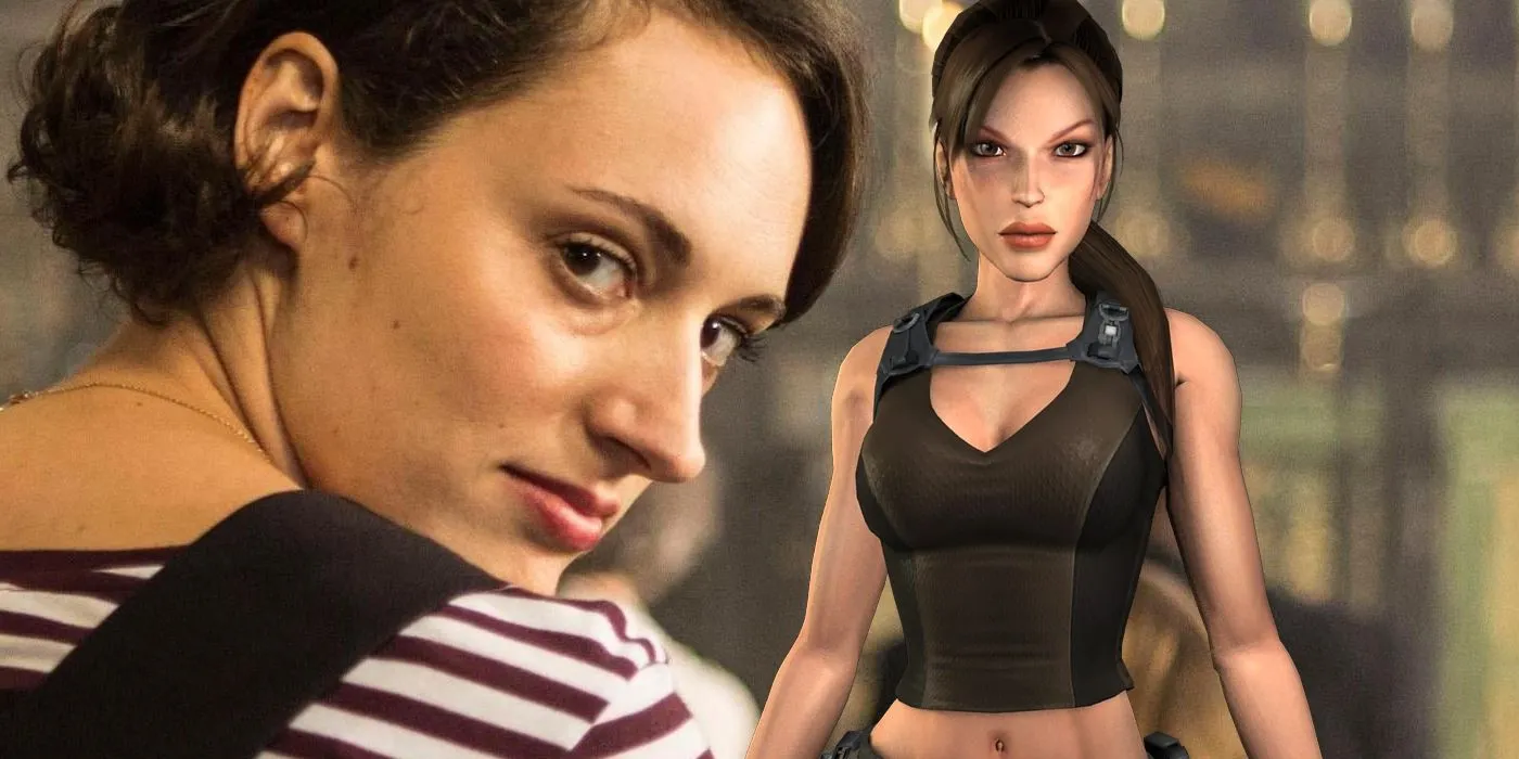 Composite image of Phoebe Waller-Bridge in Fleabag and Lara Croft in Tomb Raider games Composite image of Phoebe Waller-Bridge in Fleabag and Lara Croft in Tomb Raider games