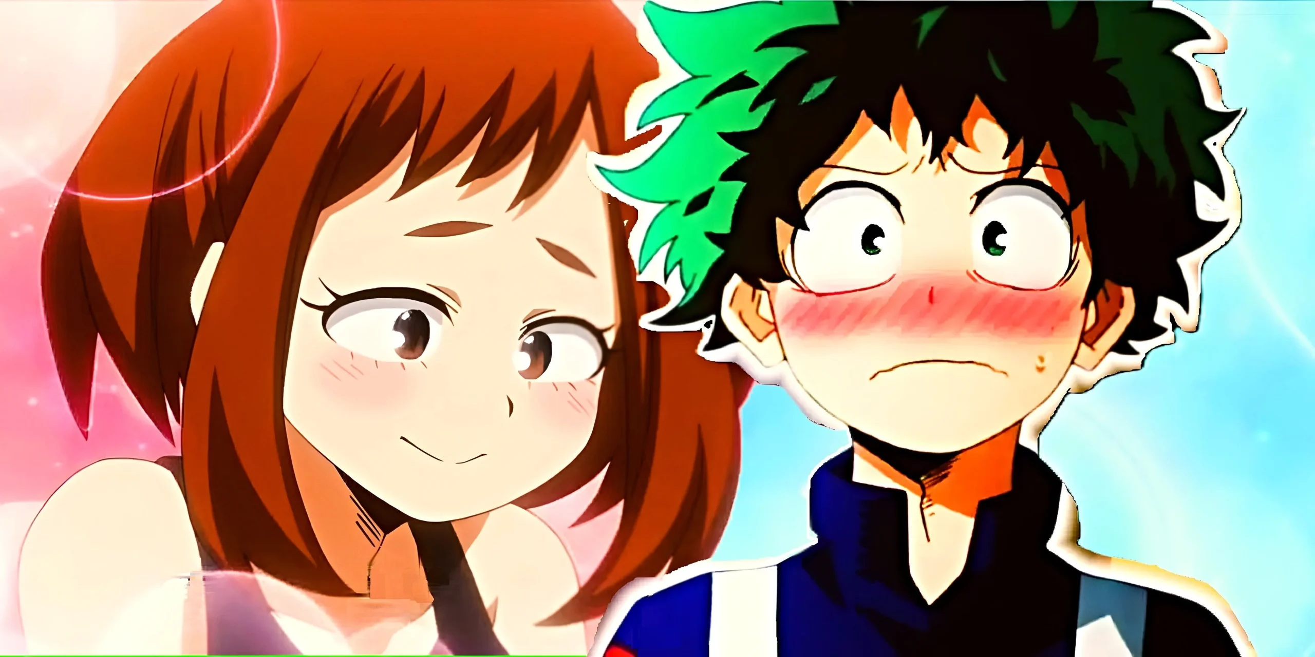 Uraraka and Deku Blushing Uraraka and Deku Blushing