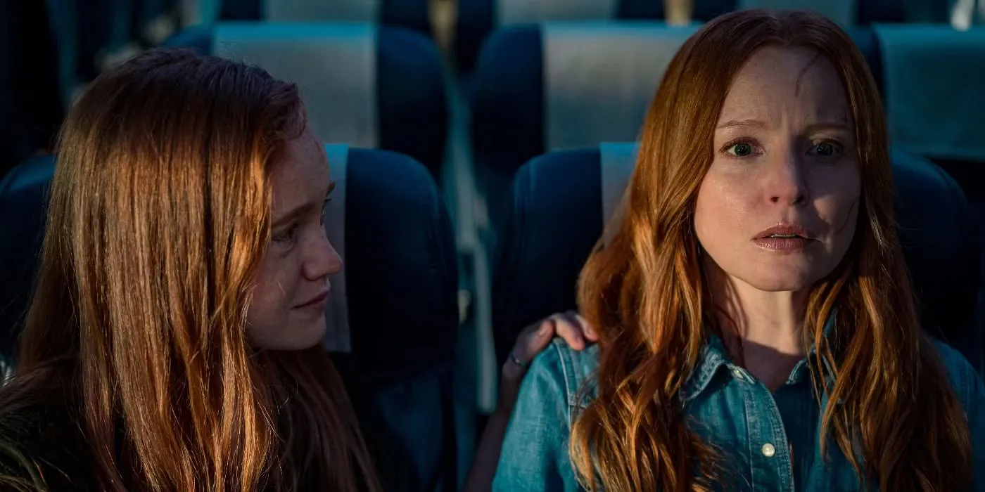 Teenage Van talking to adult Van on a plane in Yellowjackets season 3, episode 9