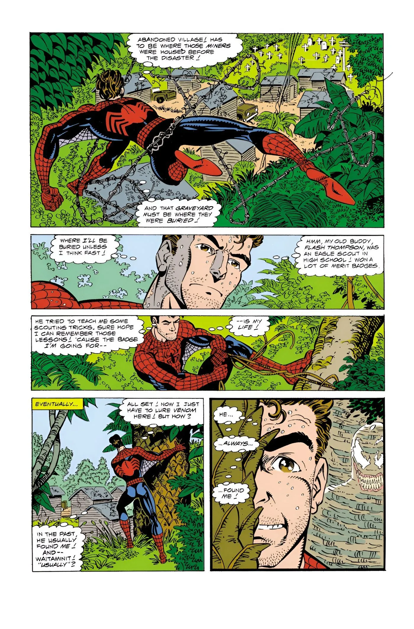 Venom Camouflages Behind Peter Parker in the Woods Venom Camouflages Behind Peter Parker in the Woods