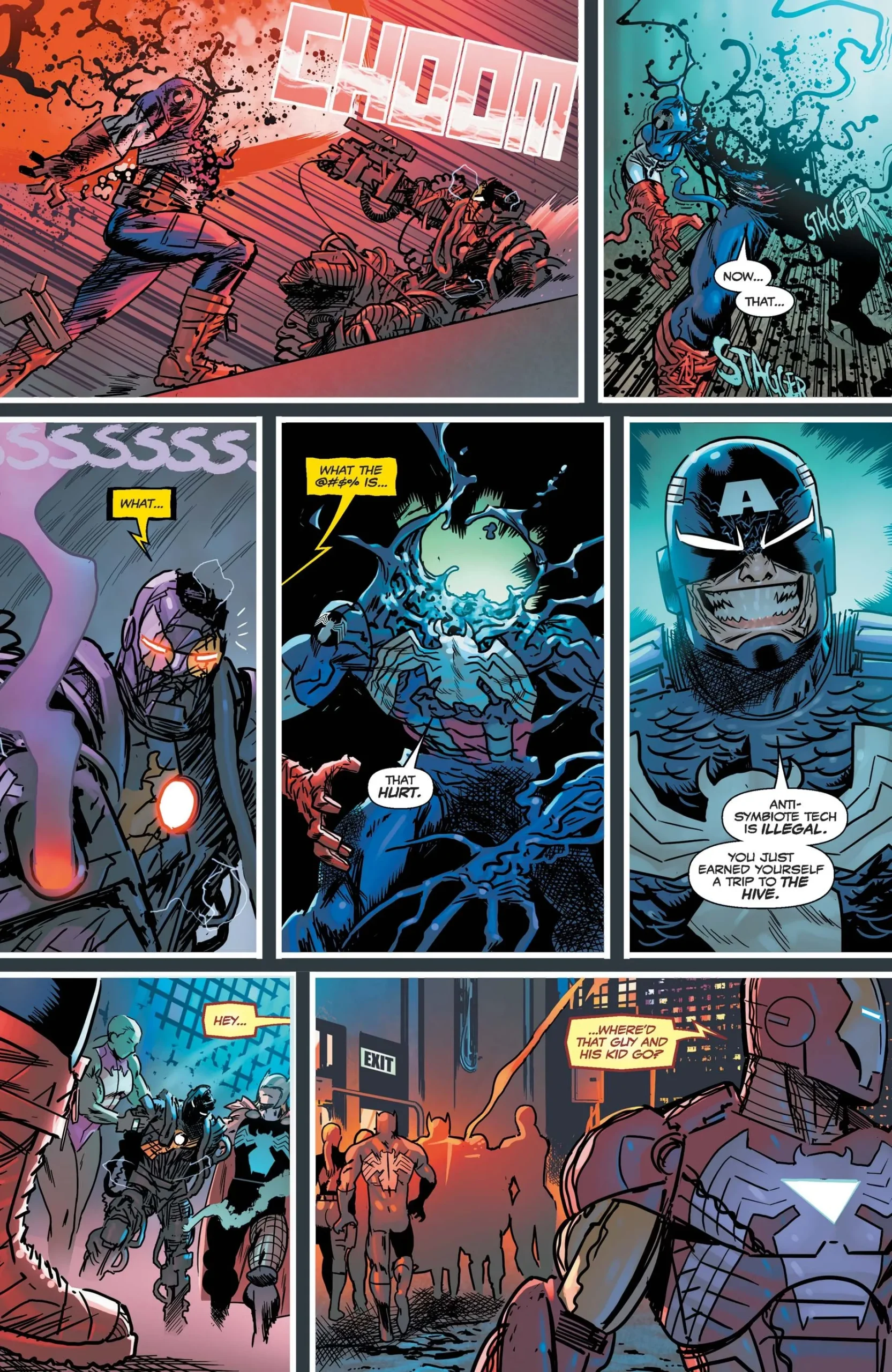 Venomized Captain America survives his body being blown apart in Venom (2018) #27