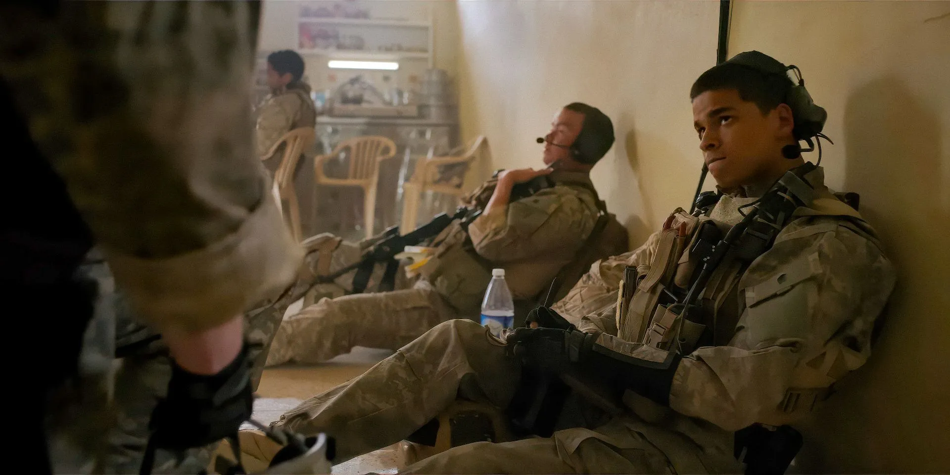 Warfare characters are sitting down while sending messages Warfare characters are sitting down while sending messages