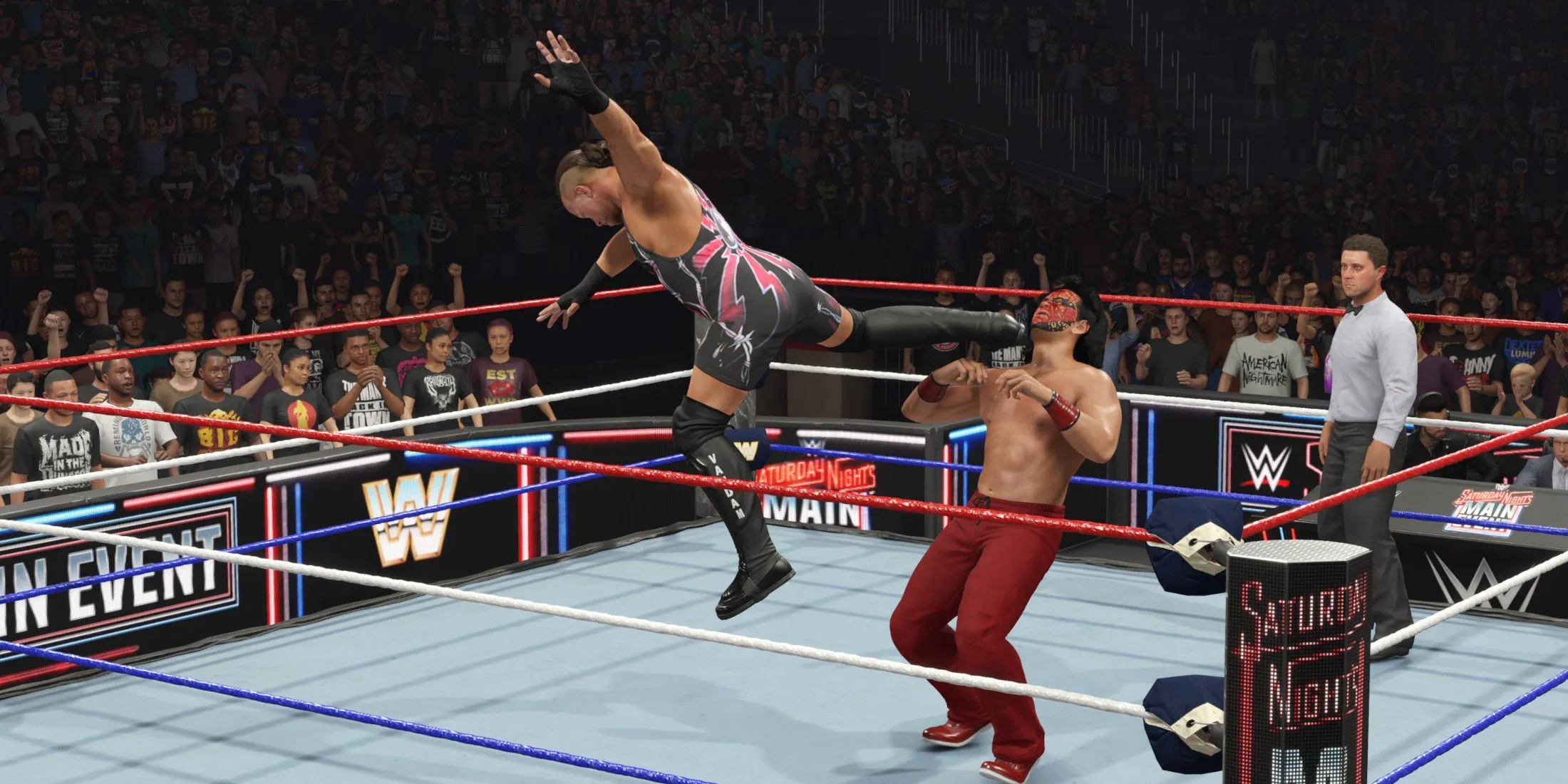 RVD hits a springboard attack RVD hits a springboard attack