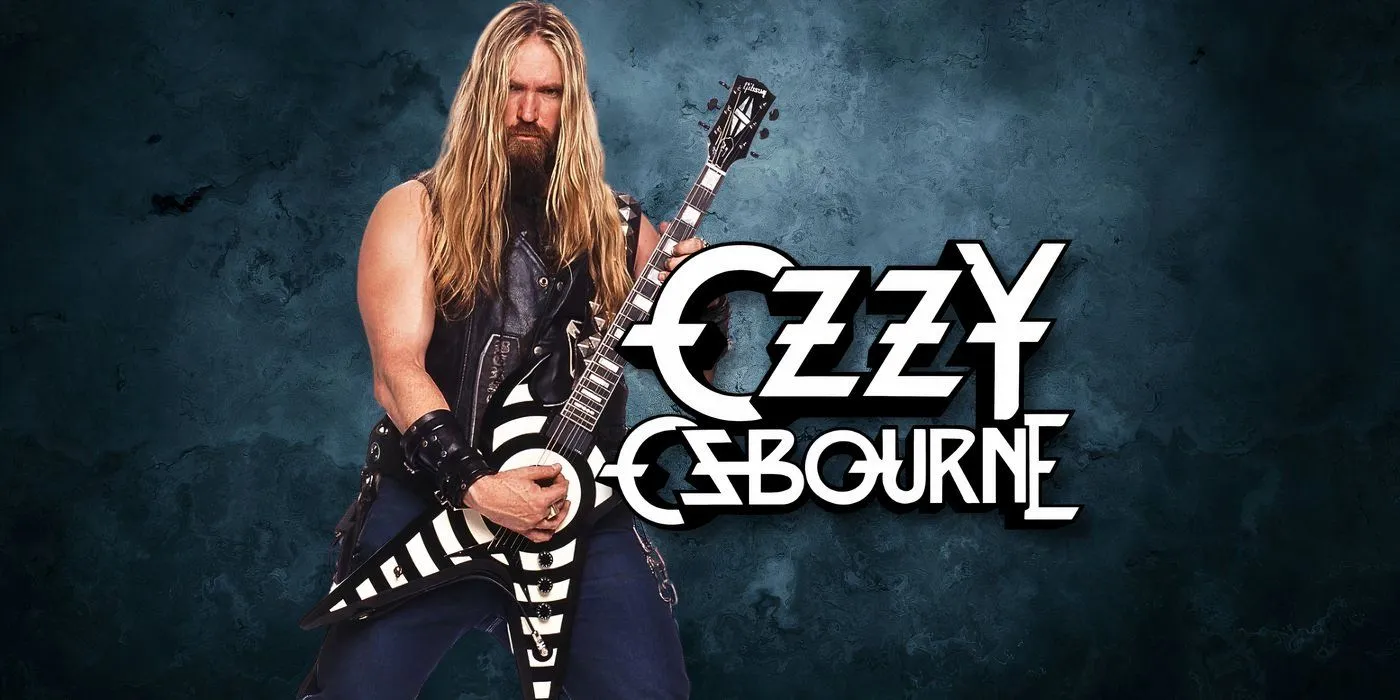 Guitarist Zakk Wylde alongside the Ozzy Osbourne band logo