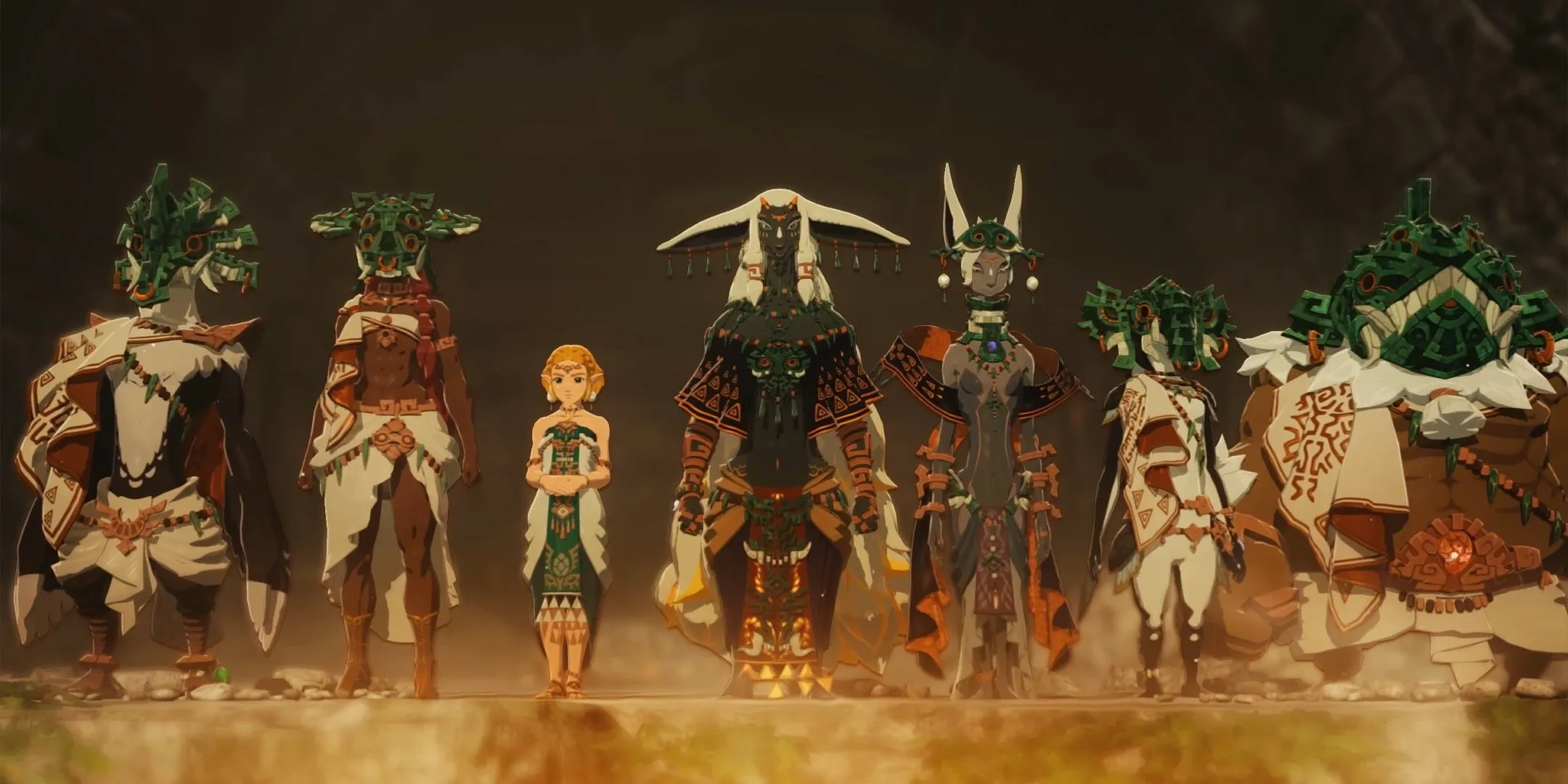 Zelda, Rauru, and the ancient sages in Hyrule Warriors: Age of Imprisonment.