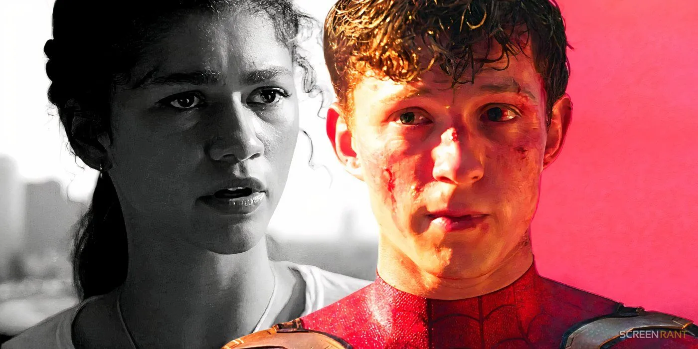 Zendaya's MJ and Tom Holland's Spider-Man looking sad in No Way Home