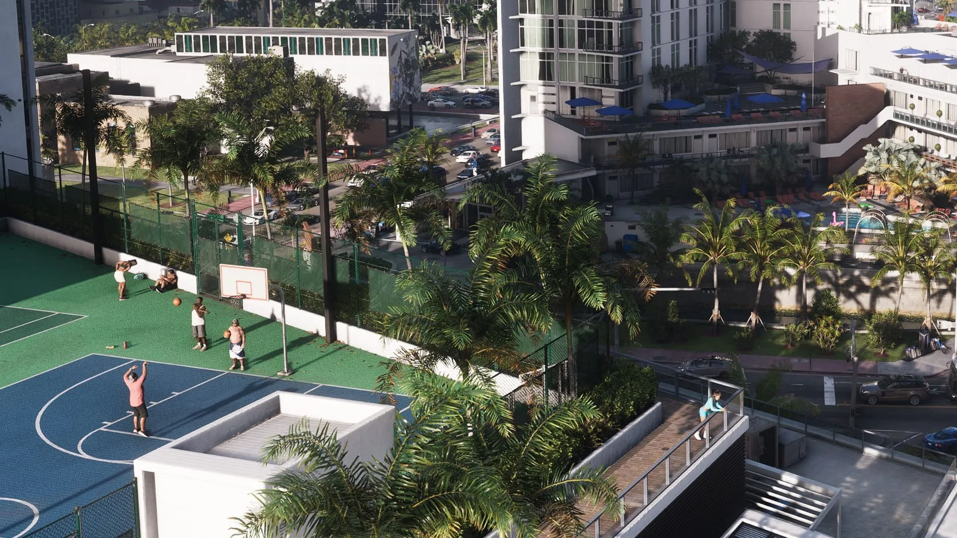 NPCs playing basketball in Vice City (Image via Rockstar Games)