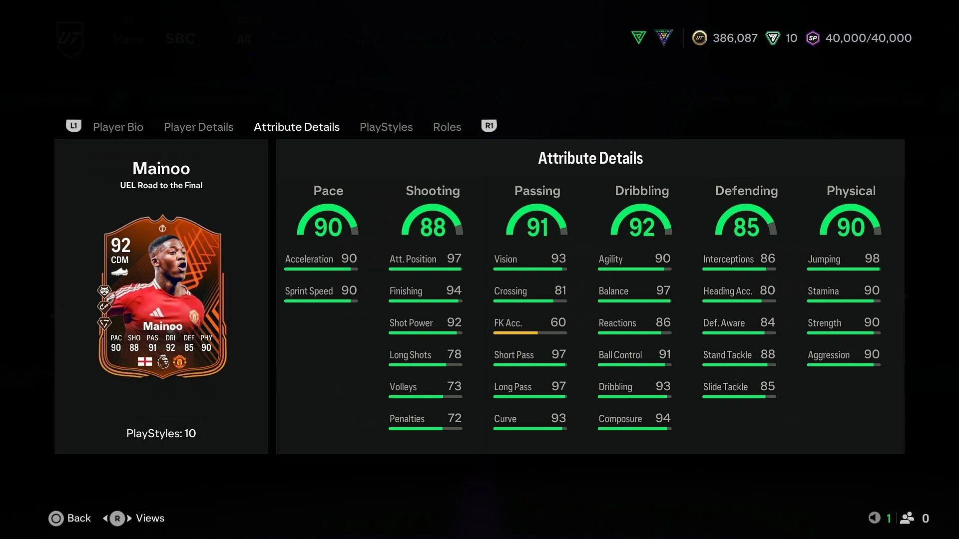The stats (Image via EA Sports) The stats (Image via EA Sports)