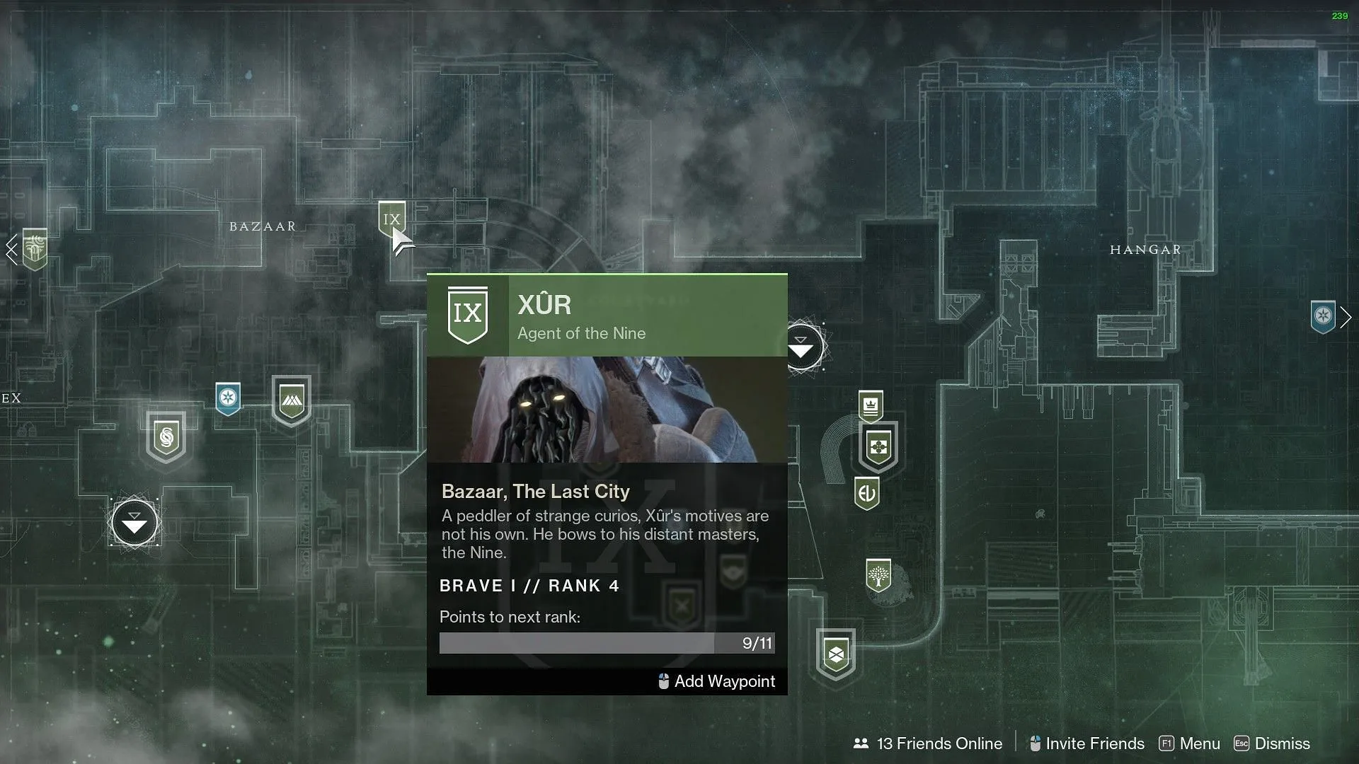 Xur location in the Tower of Destiny 2 (Image via Bungie) Xur location in the Tower of Destiny 2 (Image via Bungie)