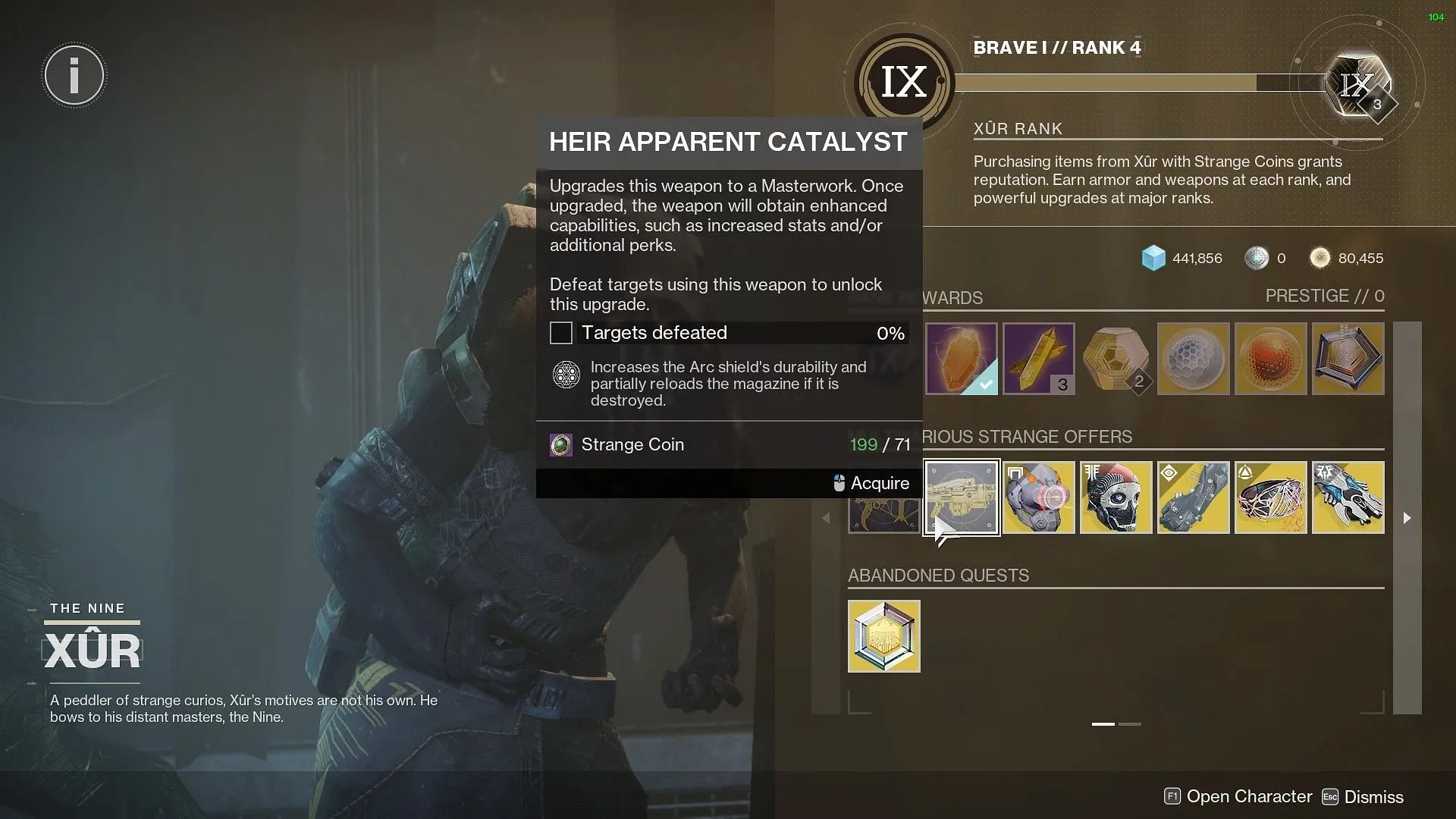 Heir Apparent Catalyst for sale in Destiny 2 (Image via Bungie) Heir Apparent Catalyst for sale in Destiny 2 (Image via Bungie)