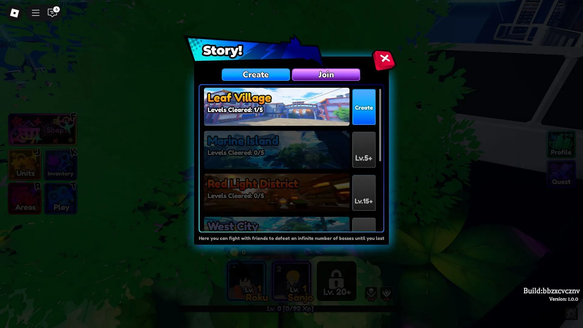 Stage selection menu in Anime Saga (Image via Roblox) Stage selection menu in Anime Saga (Image via Roblox)