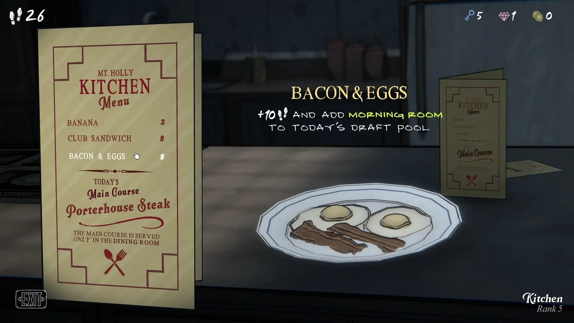 Bacon & Eggs in Blue Prince (Image via @kurnmogh on YouTube || Raw Fury)