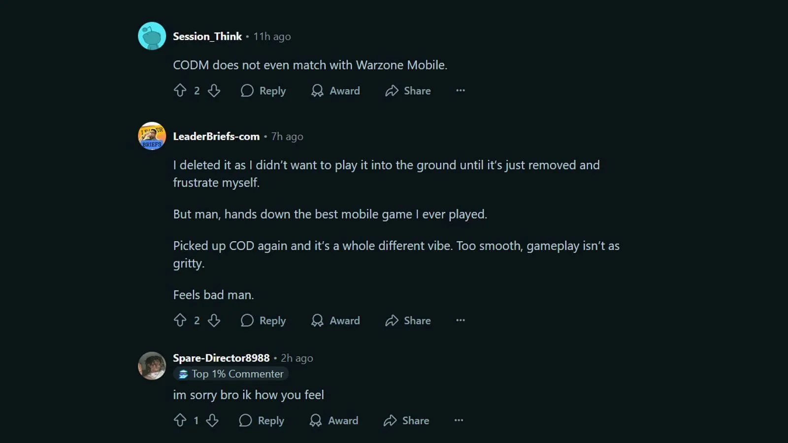 More comments from the community (Image via Reddit || r/WarzoneMobile)