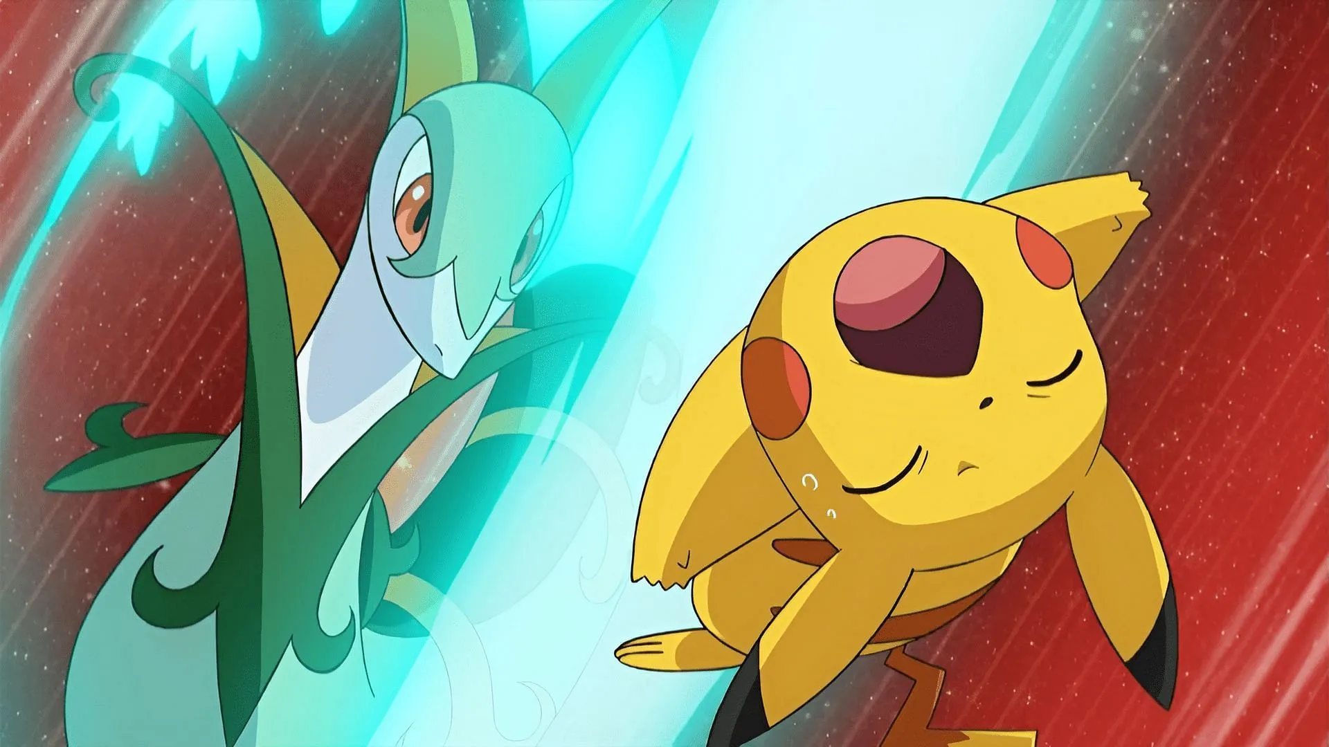 Pikachu getting hit by Serperior (Image via TPC)