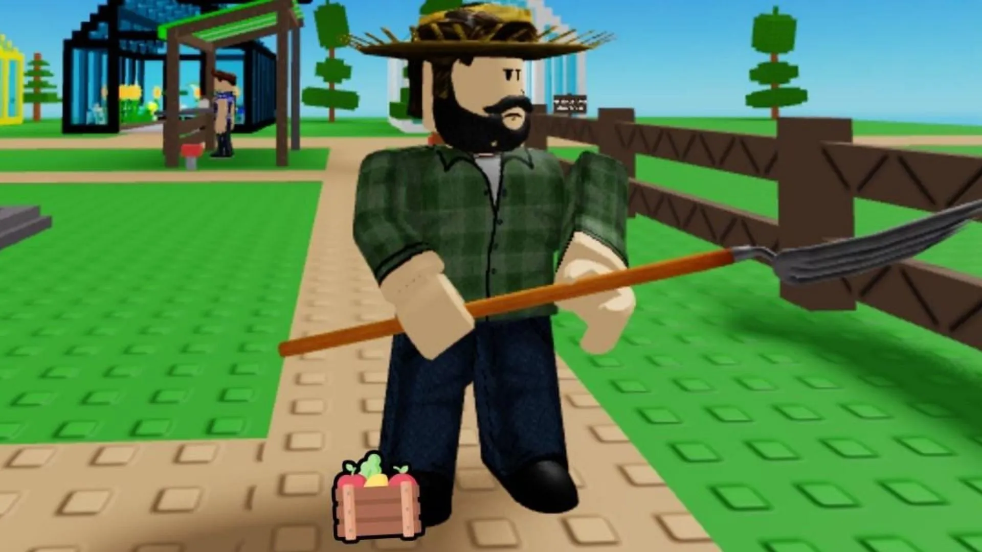 The NPC farmer in Steal a Garden (Image via Roblox)