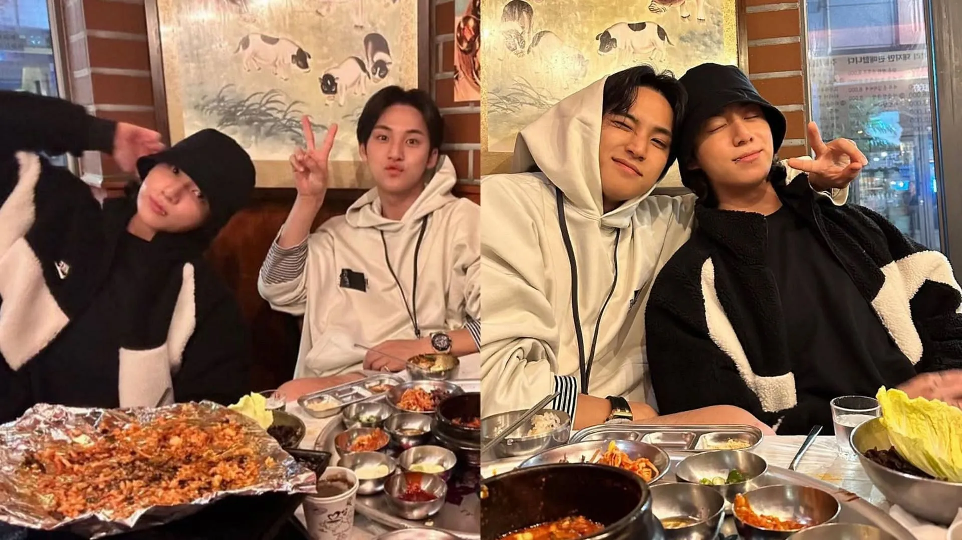 Jungkook dining out with 97-liners (Images via Instagram/@min9yu_k)