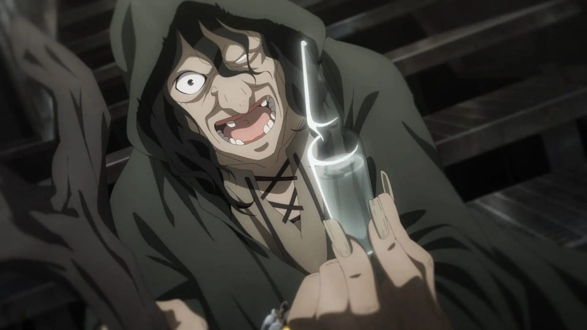 The village crone, as seen in the episode (Image via Cloverworks) The village crone, as seen in the episode (Image via Cloverworks)