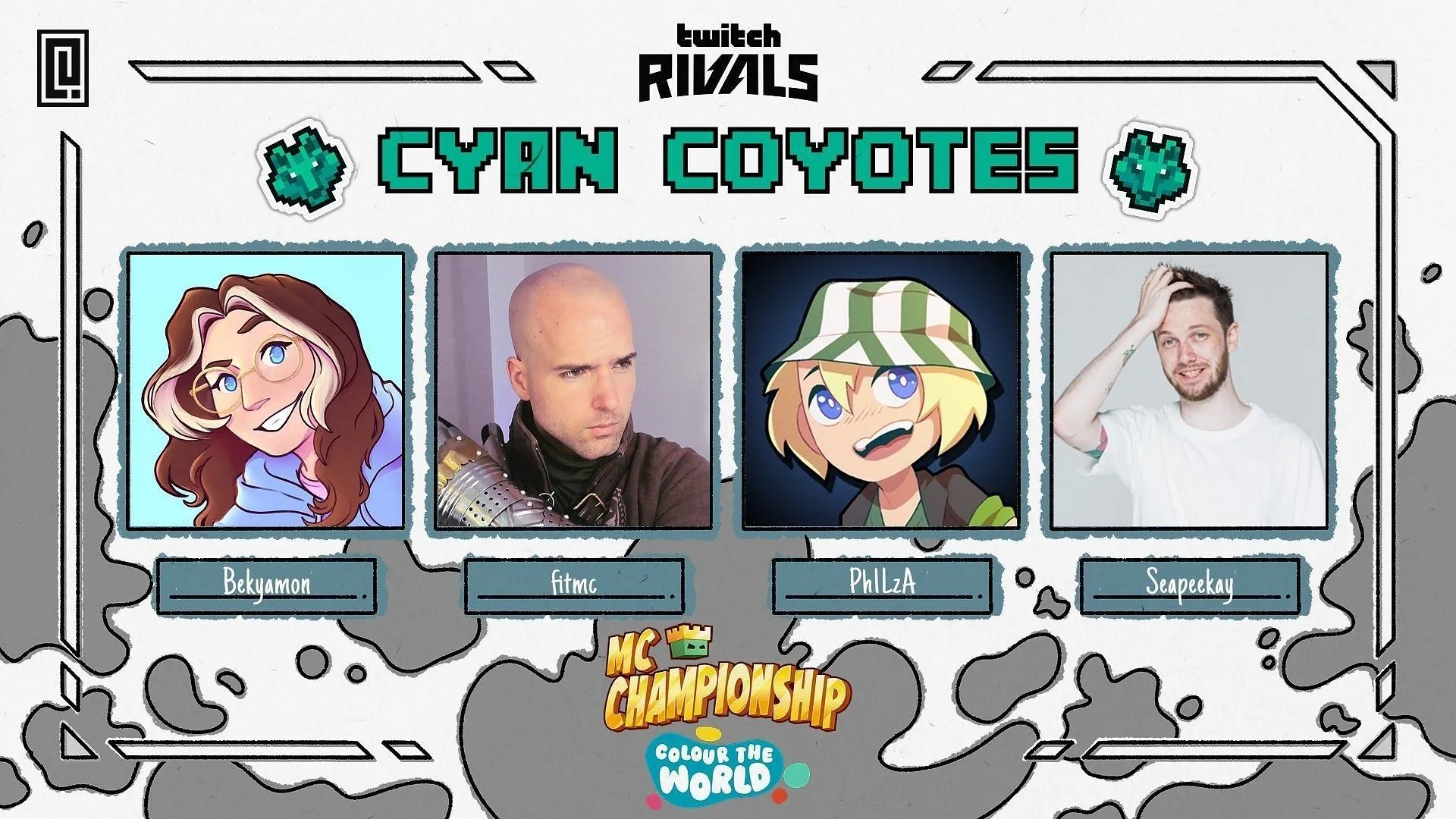 Cyan Coyotes team in MCC x Twitch Rivals Colour the World Cyan Coyotes team in MCC x Twitch Rivals Colour the World