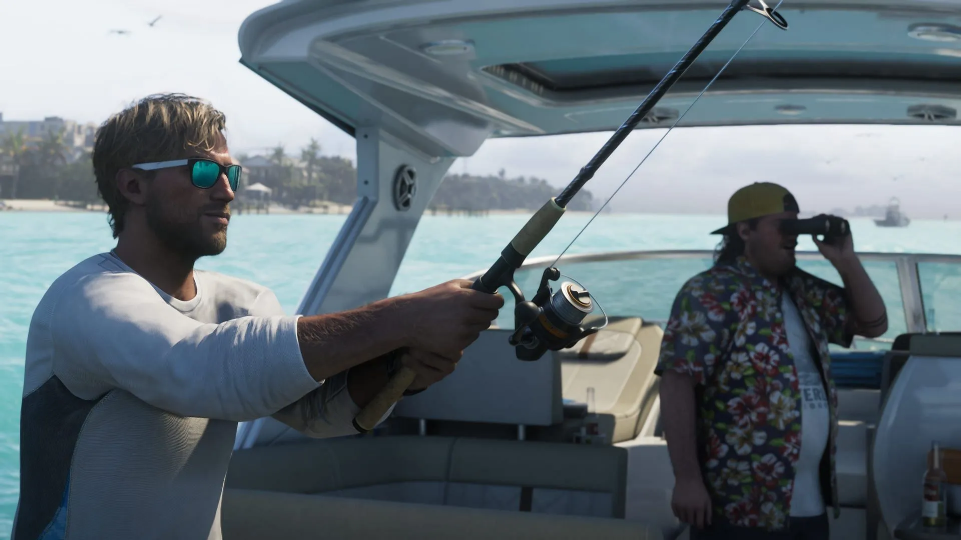 Jason fishing with Cal Hampton (Image via Rockstar Games)