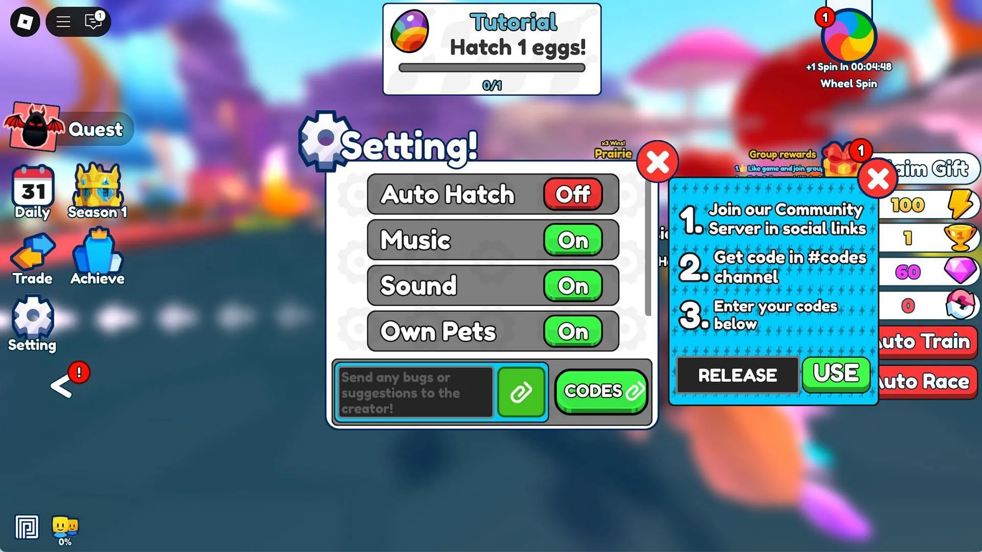 Redeem the active code (Image via Roblox)