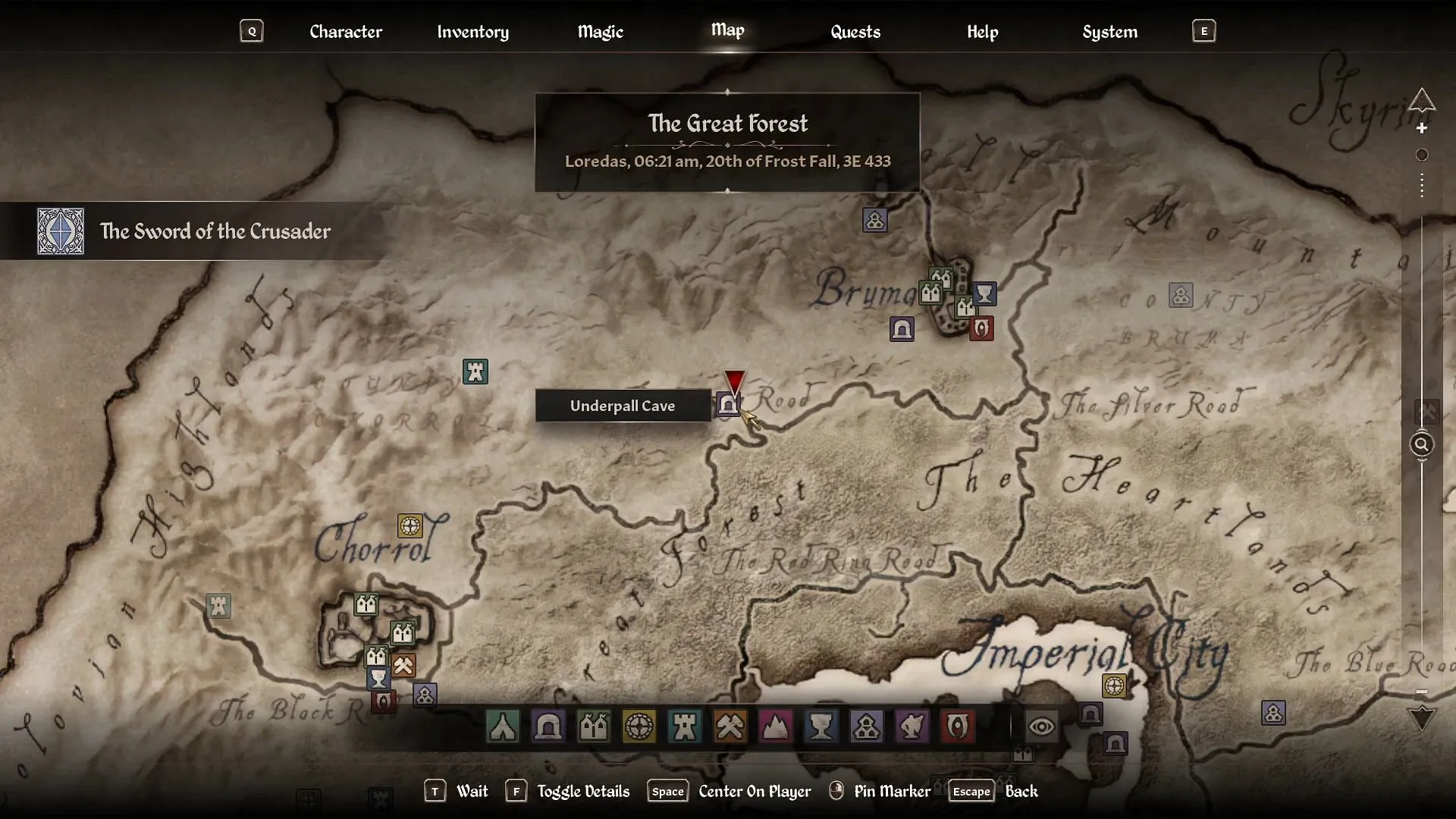The whereabouts for the Sword of Crusador in Oblivion Remastered (Image via Bethesda Softworks // YouTube/@WoW Quests)