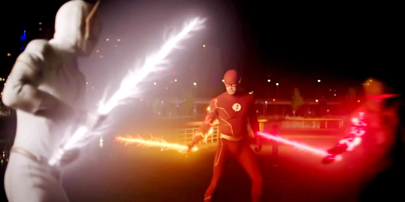 Barry battles Lightspeed with energy swords in The Flash season 7