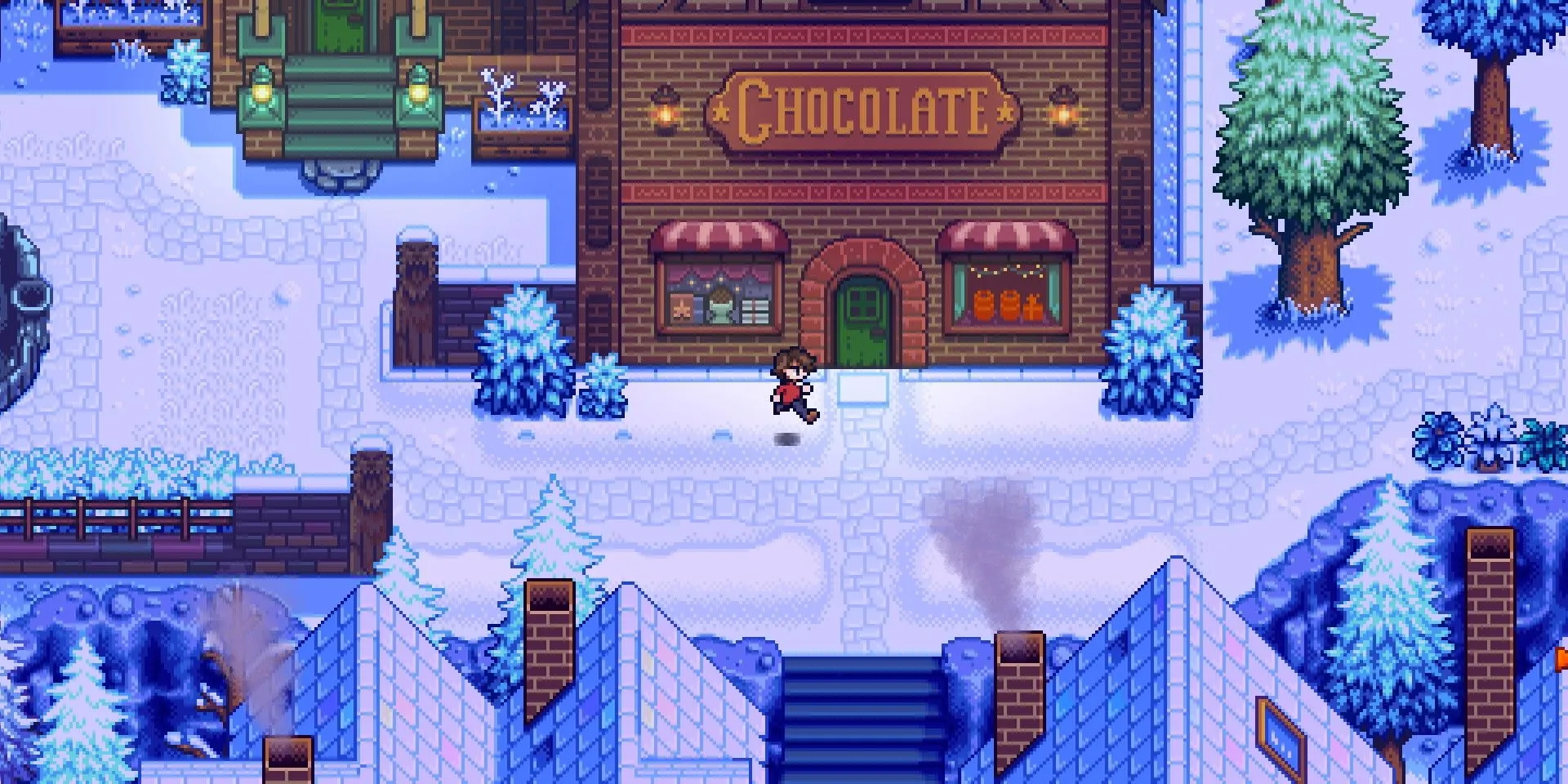 Chocolate Shop with String Lights