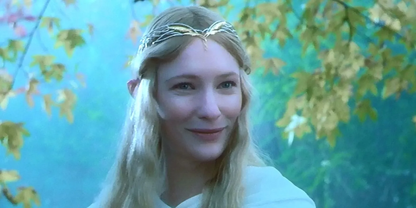 Galadriel smiles at Gimli in The Fellowship of the Ring