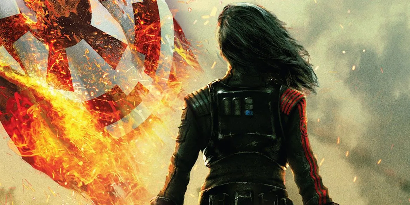 Iden Versio watches a burning flag on the cover of Battlefront II: Inferno Squad Iden Versio watches a burning flag on the cover of Battlefront II: Inferno Squad