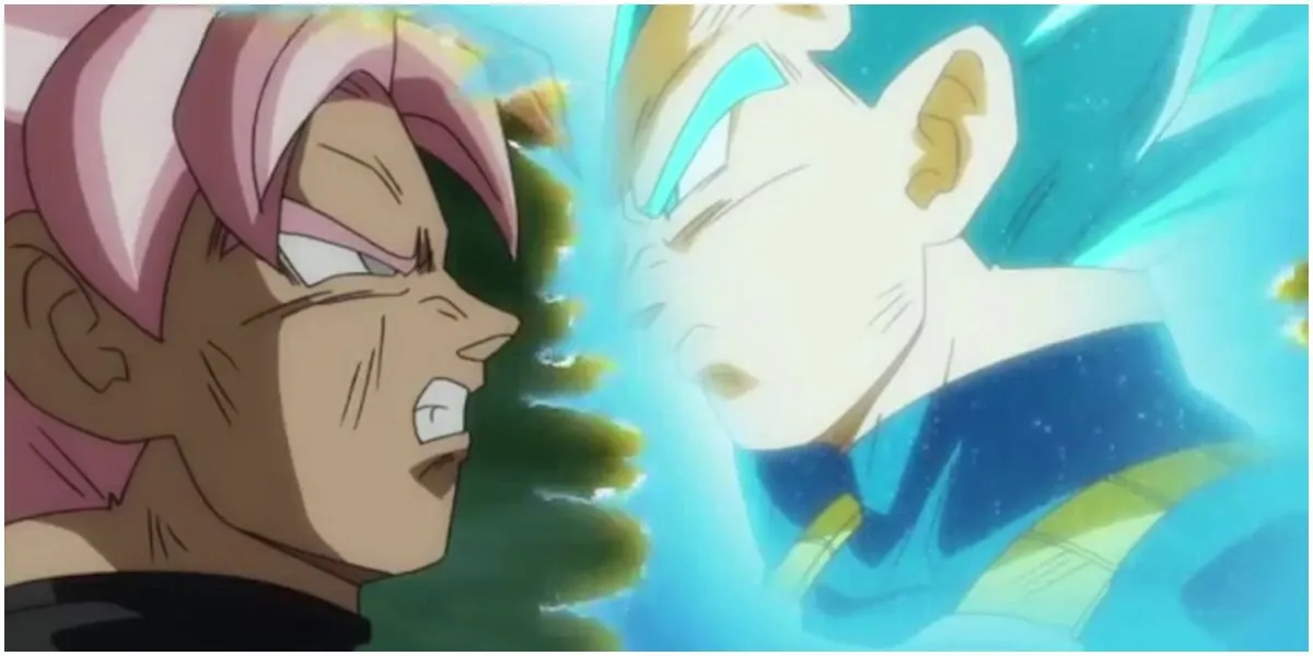 Vegeta confronts Goku Black in Dragon Ball Super Vegeta confronts Goku Black in Dragon Ball Super