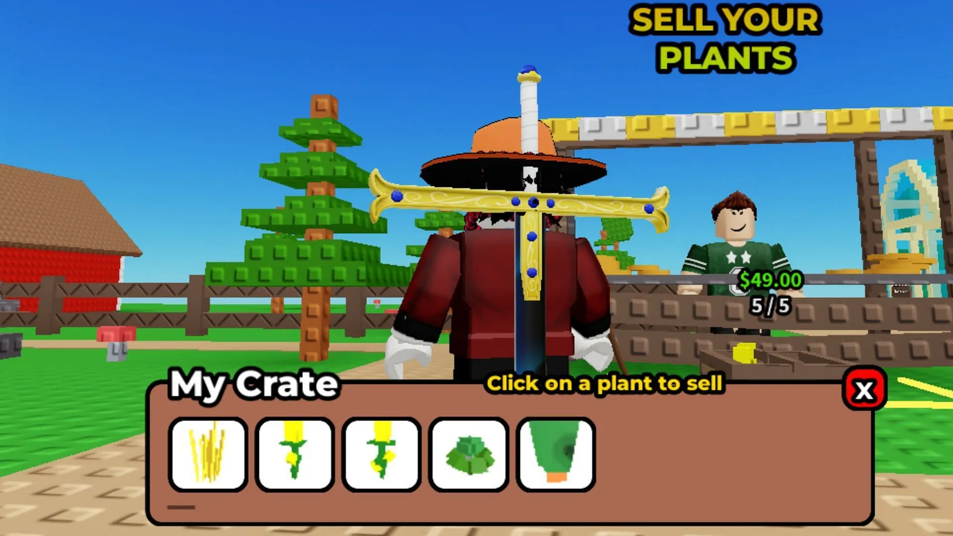 Sell plants to get Coins for upgrades (Image via Roblox)